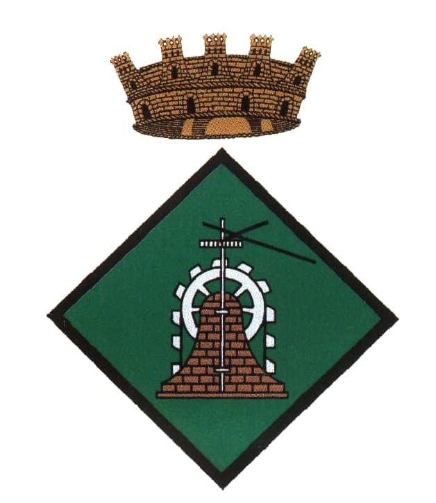 Escut oficial de la S&eacute;nia amb una s&eacute;nia al mig. Font: Ajuntament de la S&eacute;nia.